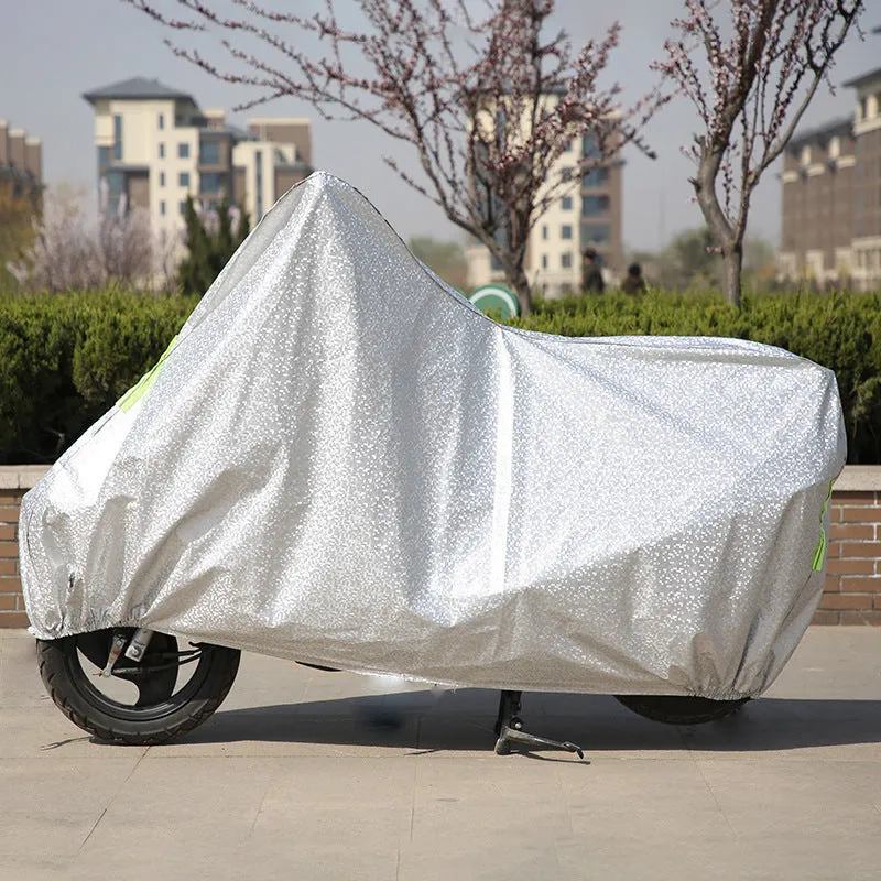 Motorcycle cover in nylon cloth, size M, shown in blue colour on a motorcycle