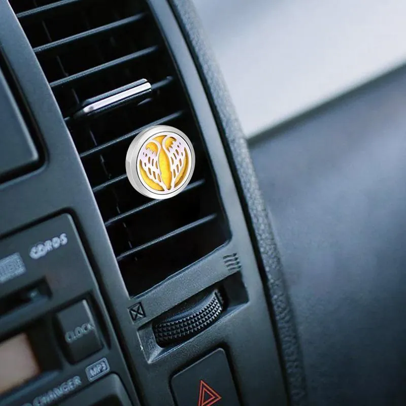 Wings Aromatherapy Car Diffuser Locket silver metal vent clip for car air freshener