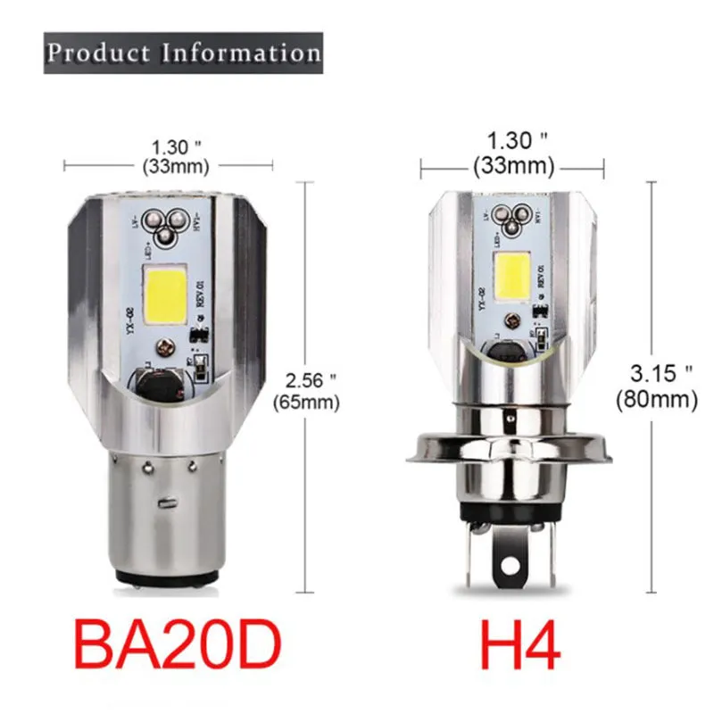 Motorcycle LED headlight unit with aluminium housing and M4/H6 base fittings