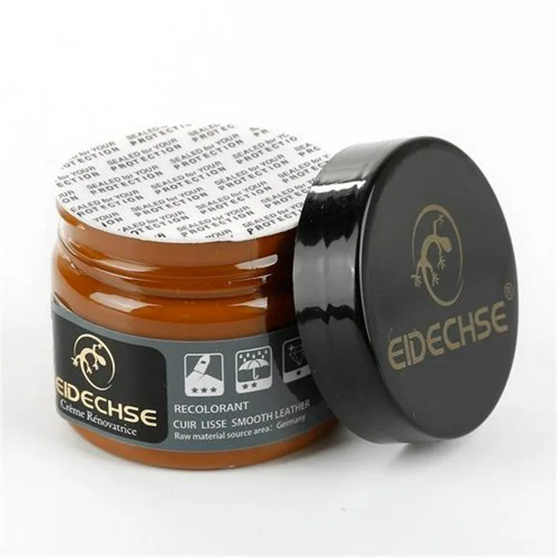Leather repair cream 50ml container for car seat colour restoration in multiple colours including black and brown