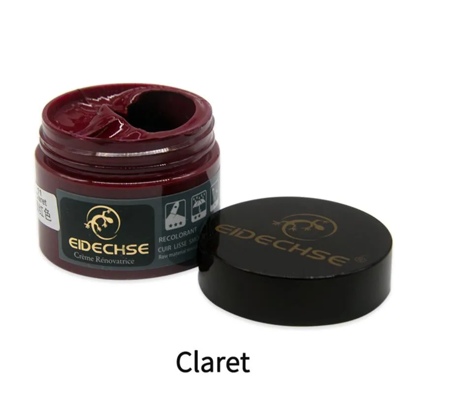 Leather repair cream 50ml container for car seat colour restoration in multiple colours including black and brown