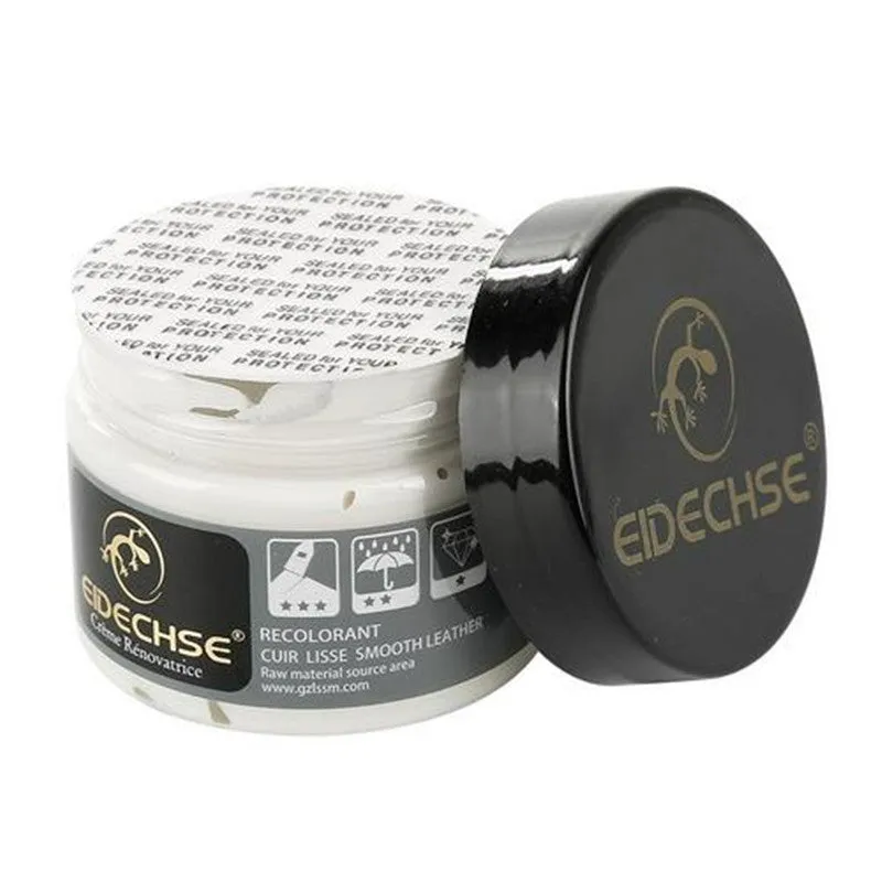 Leather repair cream 50ml container for car seat colour restoration in multiple colours including black and brown