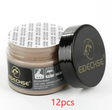 Leather repair cream 50ml container for car seat colour restoration in multiple colours including black and brown