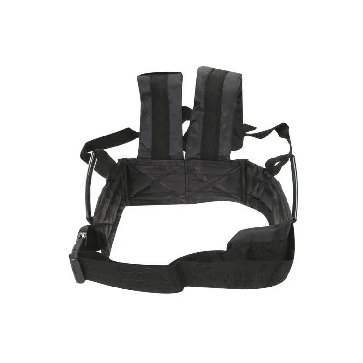 Black polyester electric car safety harness for children aged 1-12 with double shoulder straps
