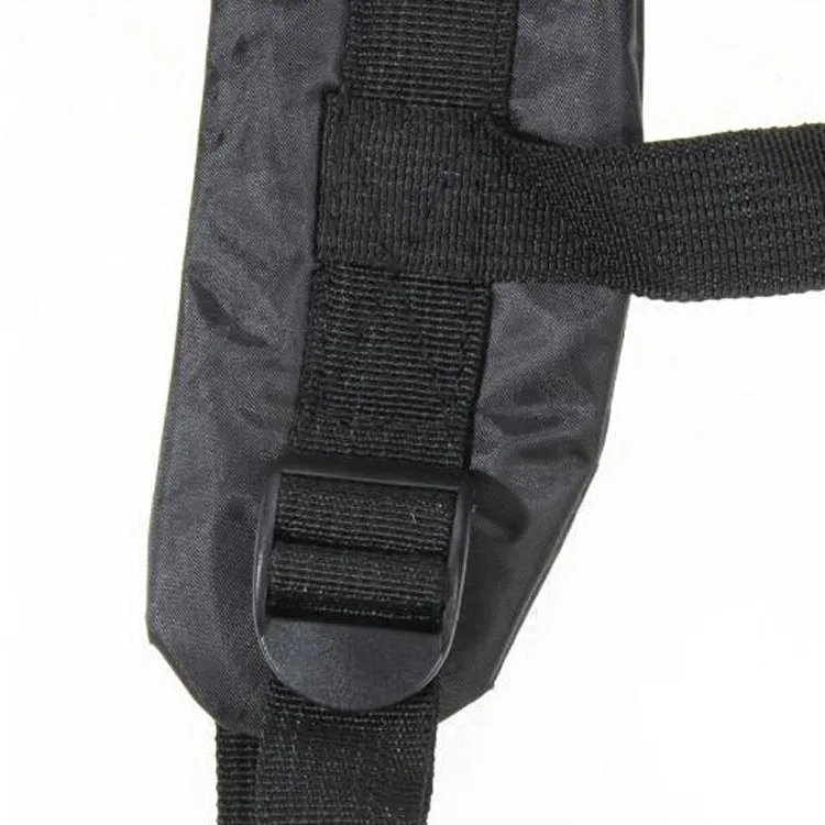 Black polyester electric car safety harness for children aged 1-12 with double shoulder straps