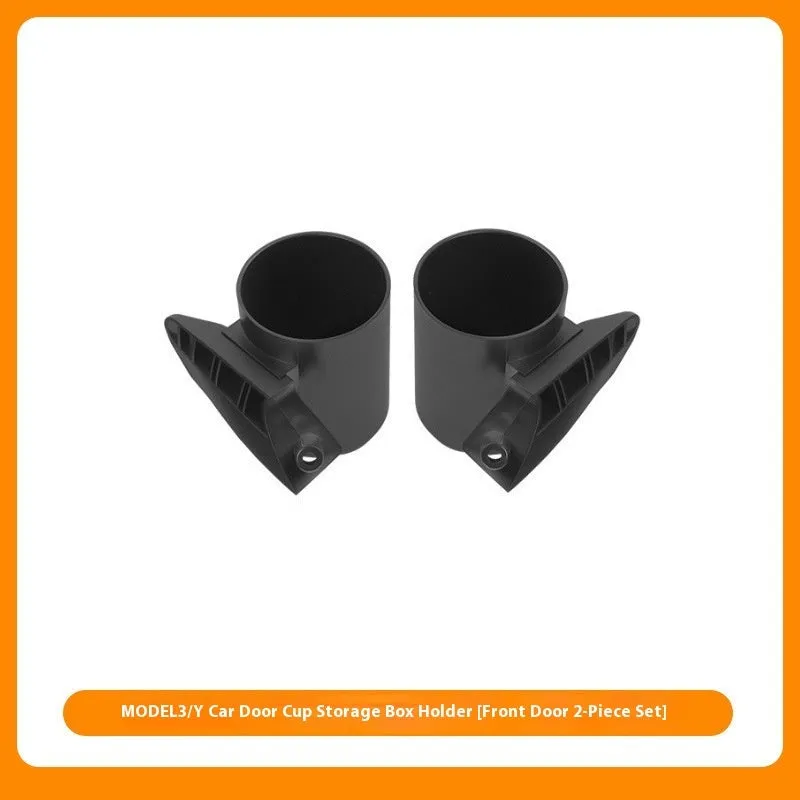 Tesla Model Y Model 3 door cup holder stopper pad ABS plastic black 2 piece set front driver co-pilot