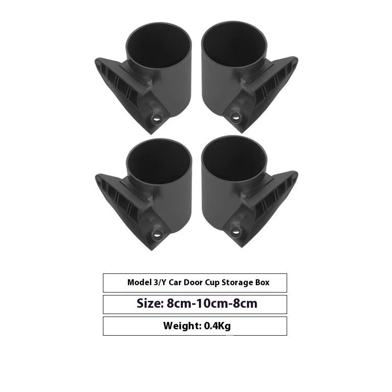 Tesla Model Y Model 3 door cup holder stopper pad ABS plastic black 2 piece set front driver co-pilot