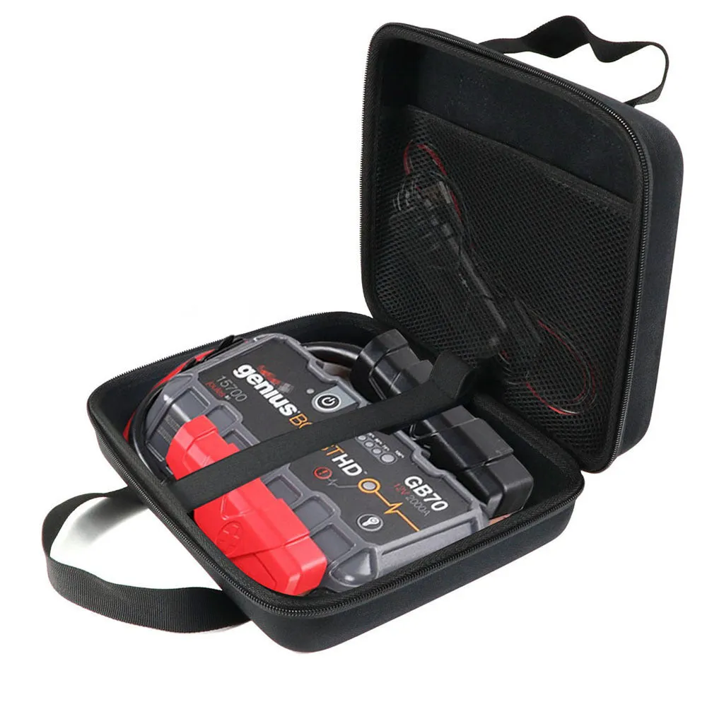 Black shockproof EVA carrying case for NOCO Genius Boost GB70 jump starter with handle and double zipper