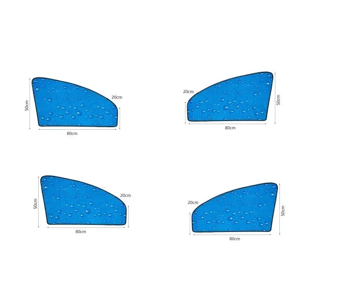 Single layer retractable magnetic car curtain silver coated cloth with steel wire frame installed on car window rail