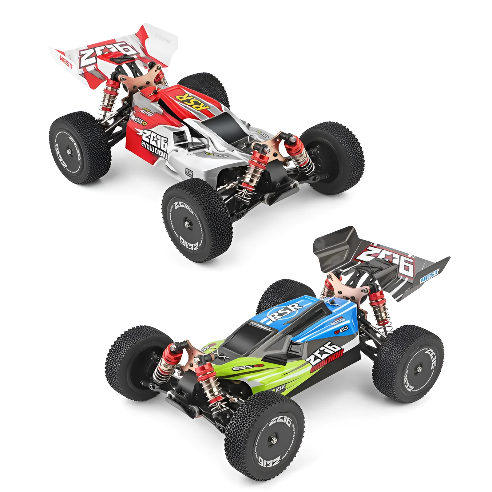 Electric four wheel drive remote control car 1:14 scale plastic body red colour outdoors