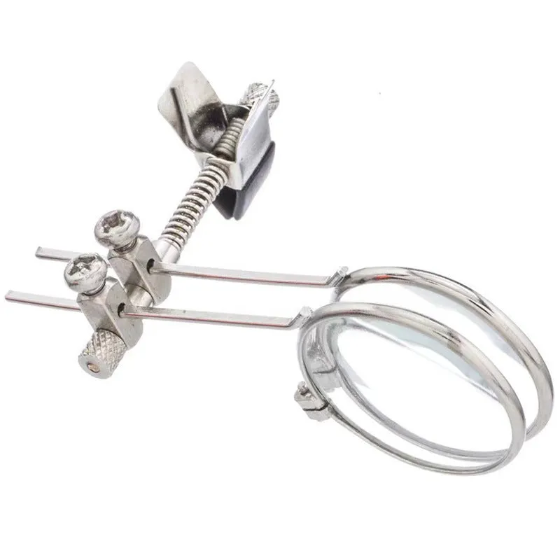 Reading glasses mirror double clip with metal bracket and glass lens magnifier