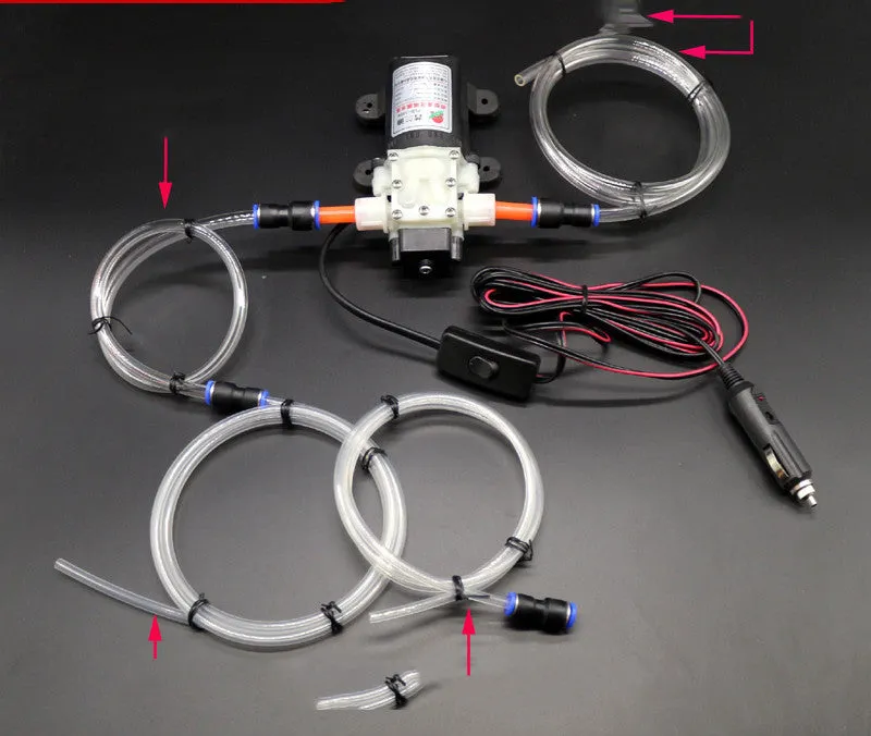 Self-priming electric oil changer with cigarette lighter plug and fish clip steel pipe