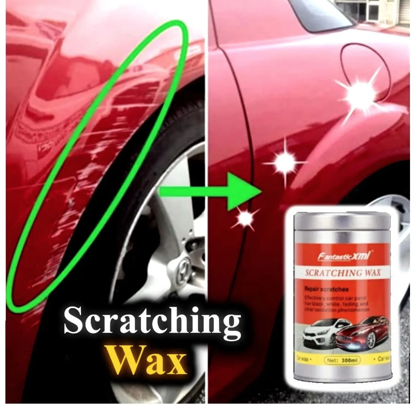 Car scratch repair polishing wax with distribution towel and magic sponge for paint restoration