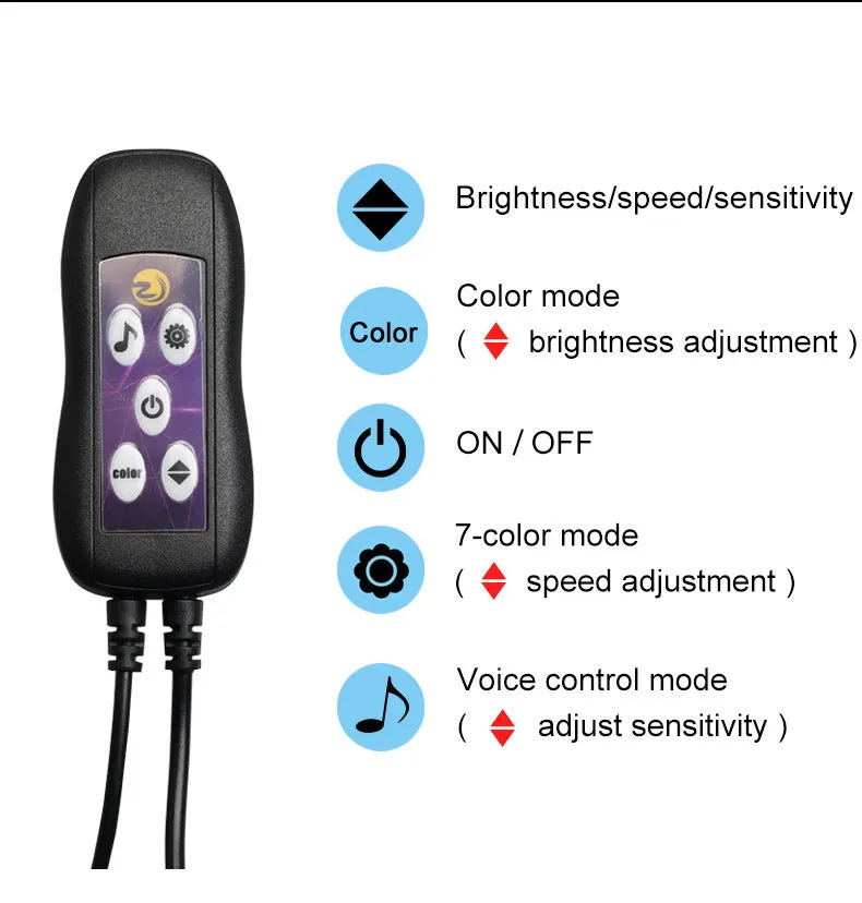 Car interior LED atmosphere lighting strip with colourful colour changing effects installed along dashboard
