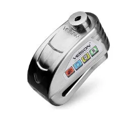 VEISON waterproof alloy disc brake alarm lock with 3 keys in black colour on a white background