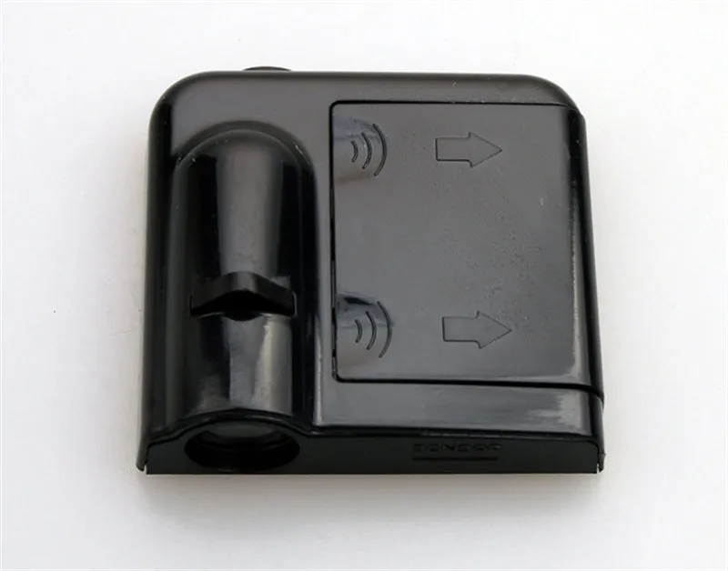 Two black wireless car LED welcome door projection laser lights showing a 3D logo projected onto the ground