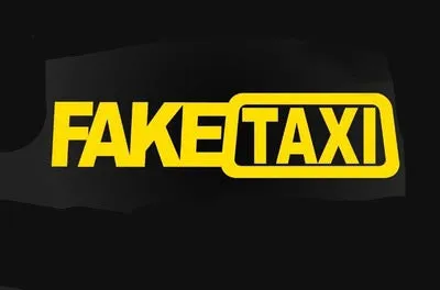 Fake Taxi drifting sign funny car sticker in black, 20x4.8cm on a car panel