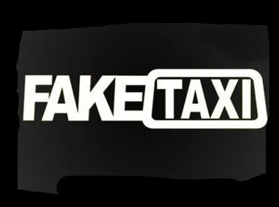 Fake Taxi drifting sign funny car sticker in black, 20x4.8cm on a car panel