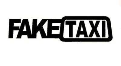Fake Taxi drifting sign funny car sticker in black, 20x4.8cm on a car panel