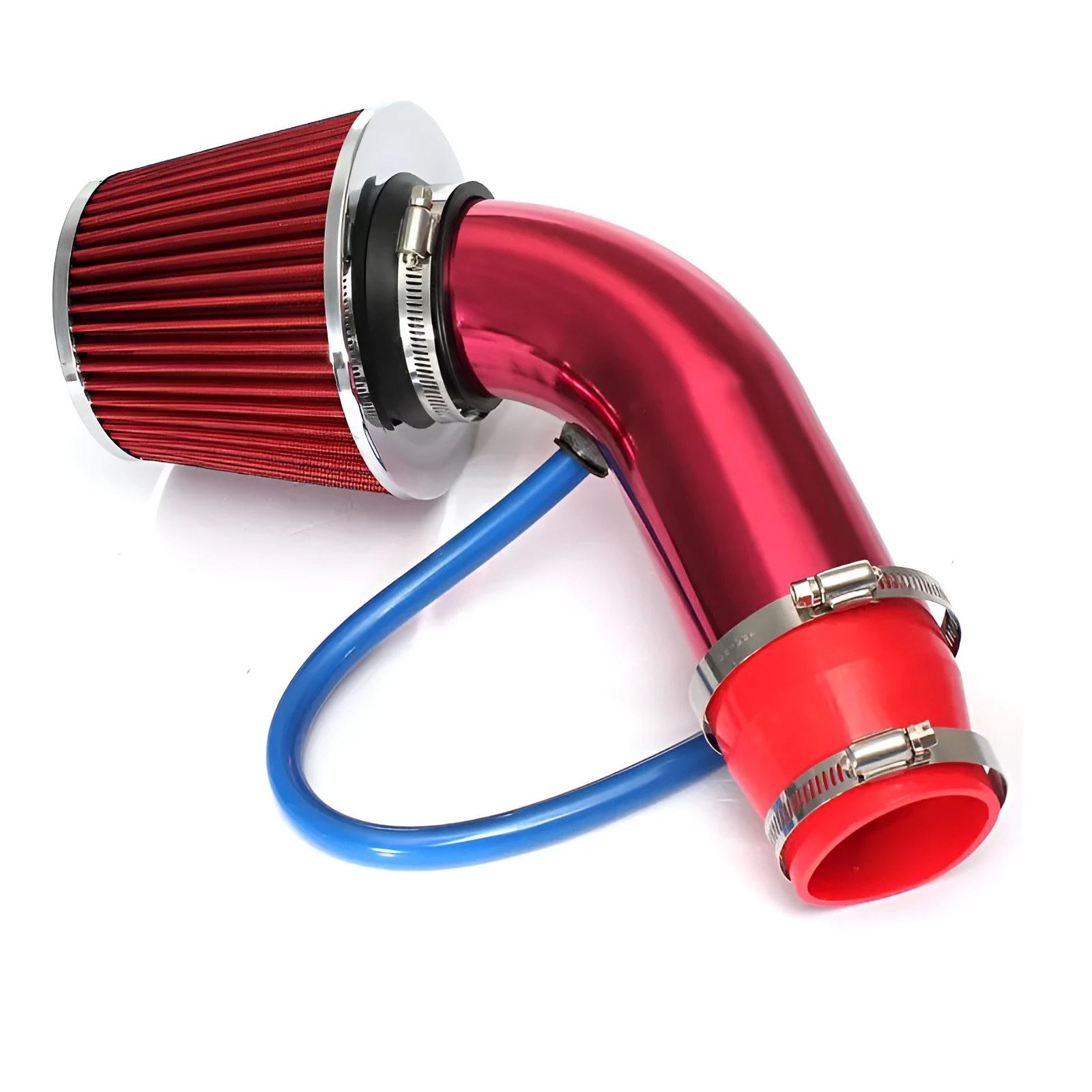 Car high flow air intake package with mushroom head filter and aluminium alloy pipe in carbon fibre pattern