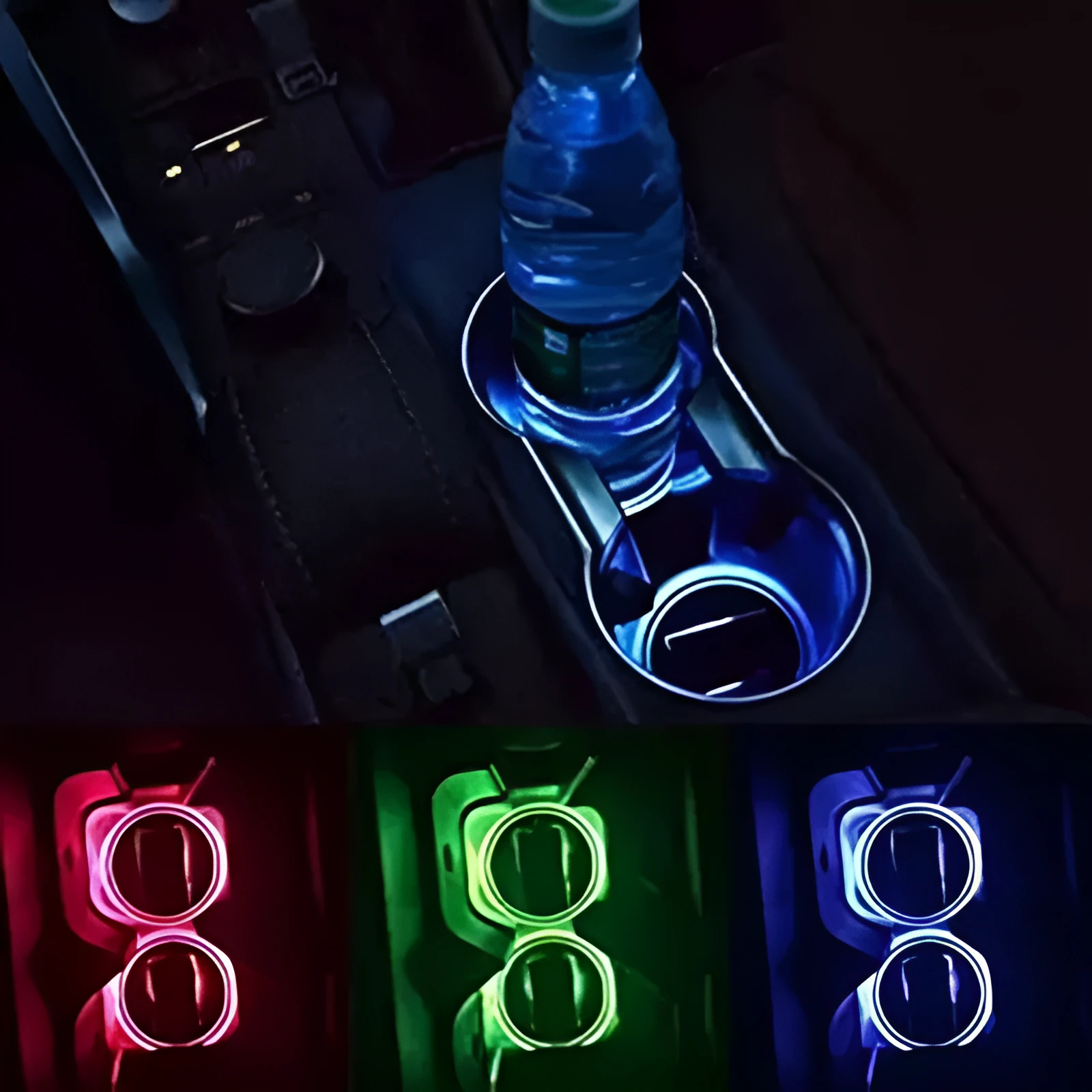 Solar powered LED cup mat with auto glow, BPA-free acrylic, diameter 7.2cm, in blue, green, pink, red options