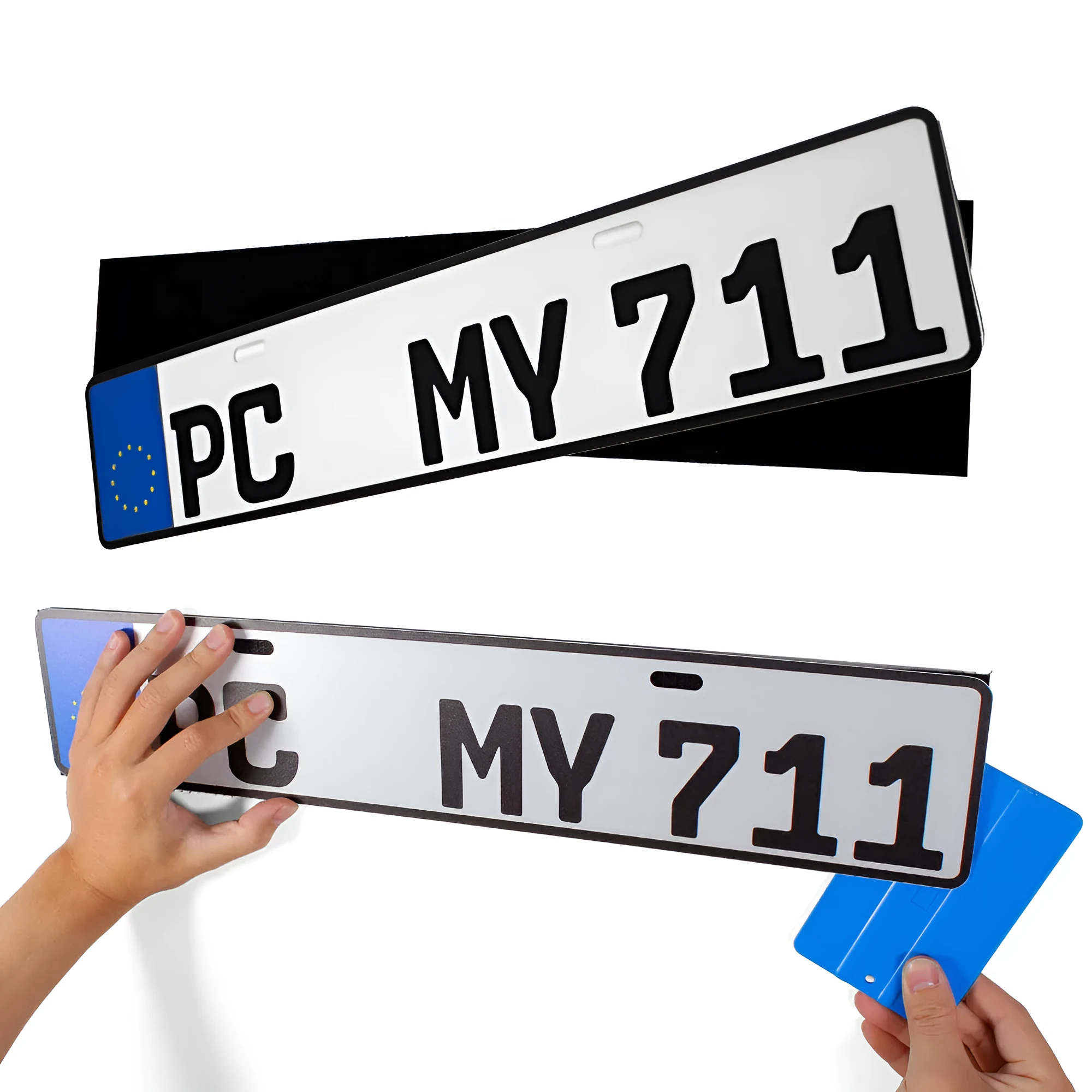 Right-angle 100x500mm self-adhesive license plate fixing tape strips for vehicles