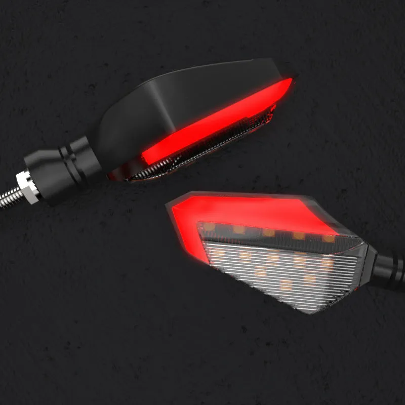 L16 Beast Spirit LED turn signal lamp for off-road motorcycle with hook-shaped daytime running light, yellow light, plastic and acrylic construction