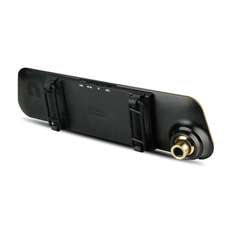 Car rearview mirror driving recorder 4.3 inch 1080p wide angle dual lens blue