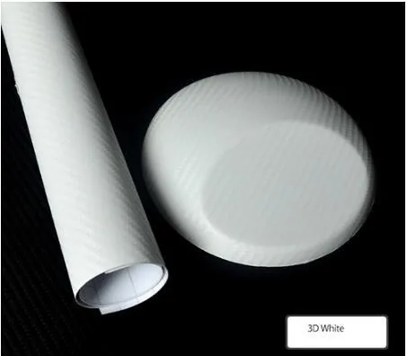 3D carbon fiber vinyl film car sticker roll in black texture with air guide groove visible on adhesive side