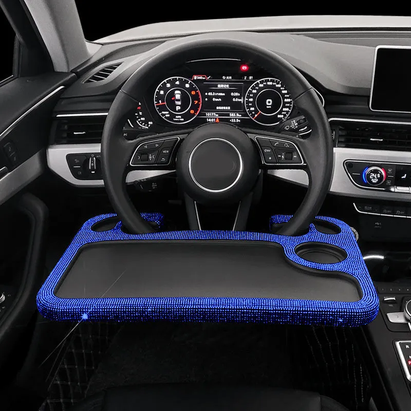 Car steering wheel diamond inlaid dinner plate, 43x29cm, high-precision water drill material, with diamond colour finish