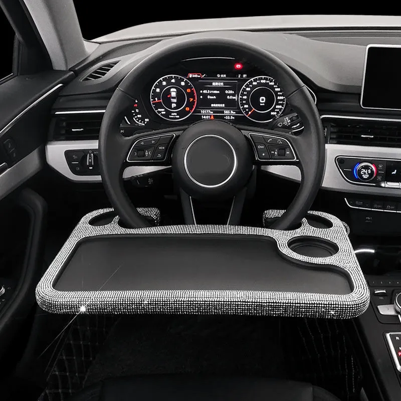 Car steering wheel diamond inlaid dinner plate, 43x29cm, high-precision water drill material, with diamond colour finish