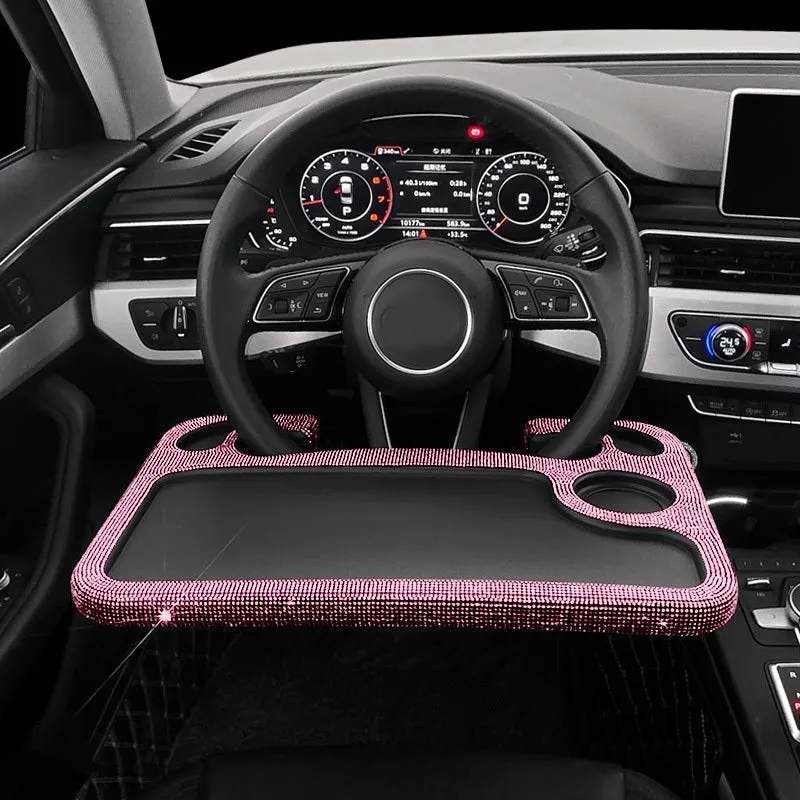 Car steering wheel diamond inlaid dinner plate, 43x29cm, high-precision water drill material, with diamond colour finish