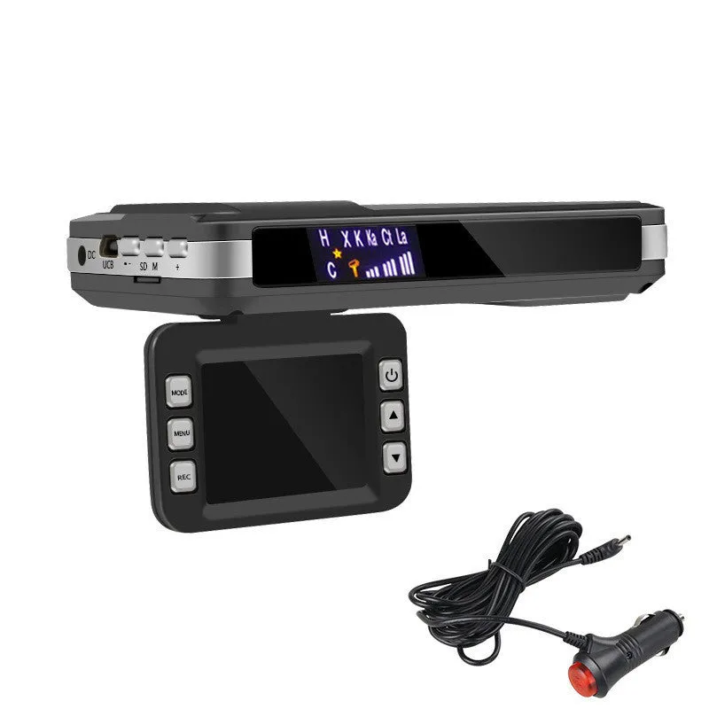 Black vehicle-mounted dash cam with 140-degree wide-angle lens and suction bracket on front windshield