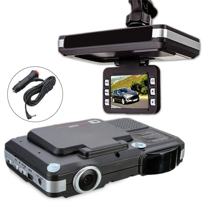 Black vehicle-mounted dash cam with 140-degree wide-angle lens and suction bracket on front windshield