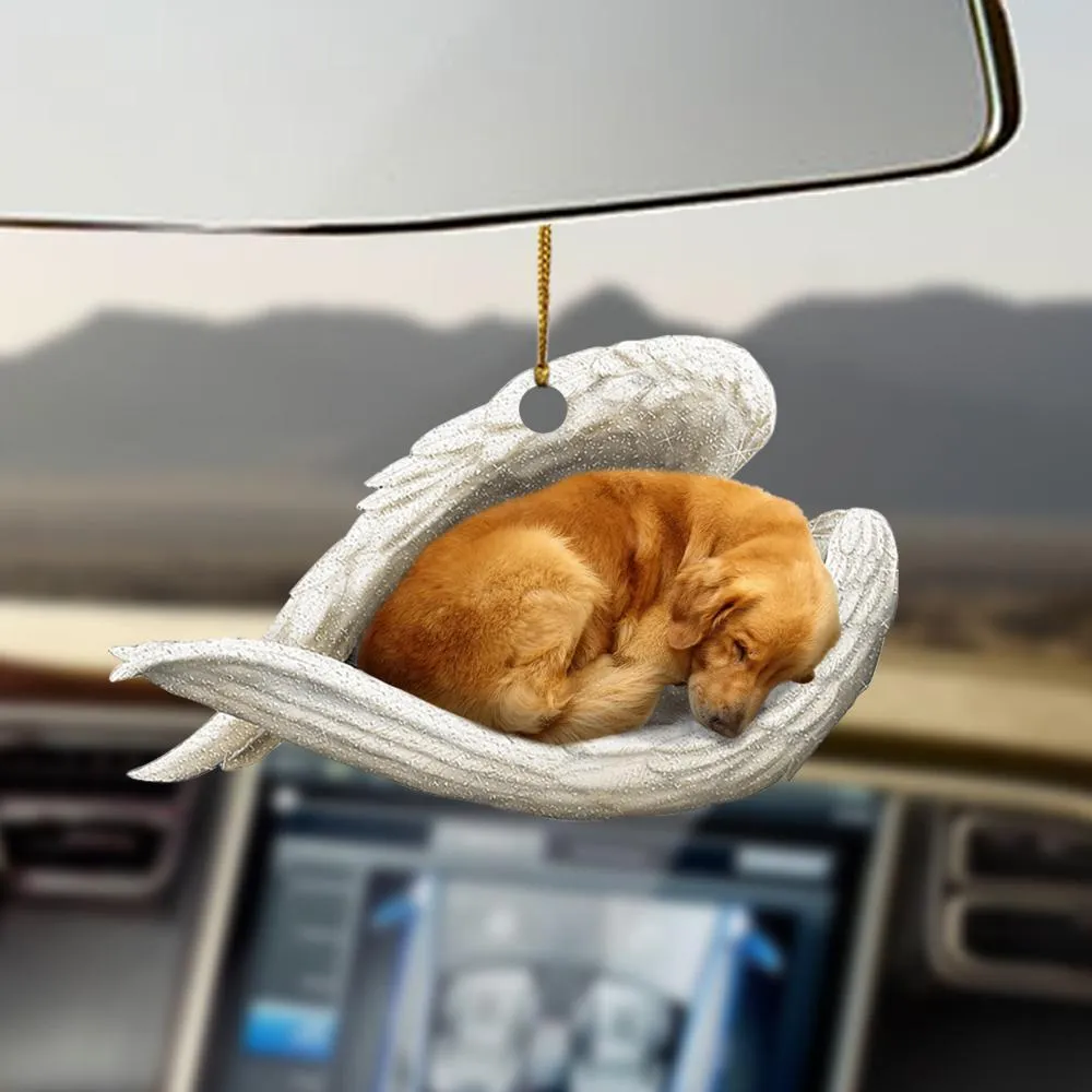 Sleeping dog angel acrylic car pendant ornament with glossy finish, 10cm length