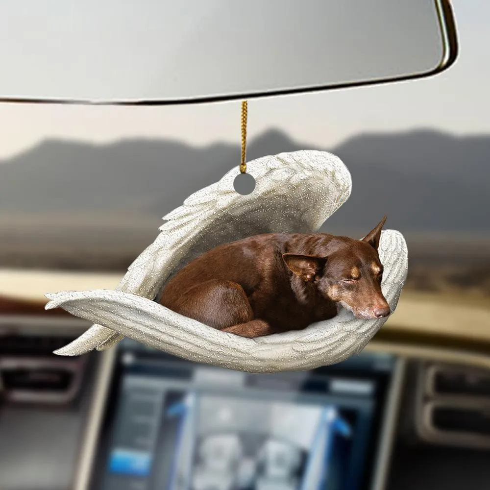 Sleeping dog angel acrylic car pendant ornament with glossy finish, 10cm length