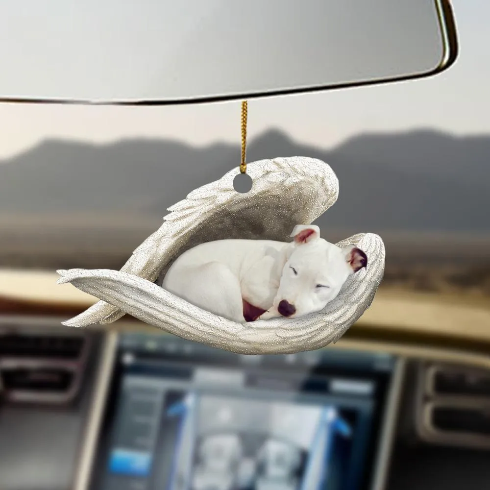 Sleeping dog angel acrylic car pendant ornament with glossy finish, 10cm length