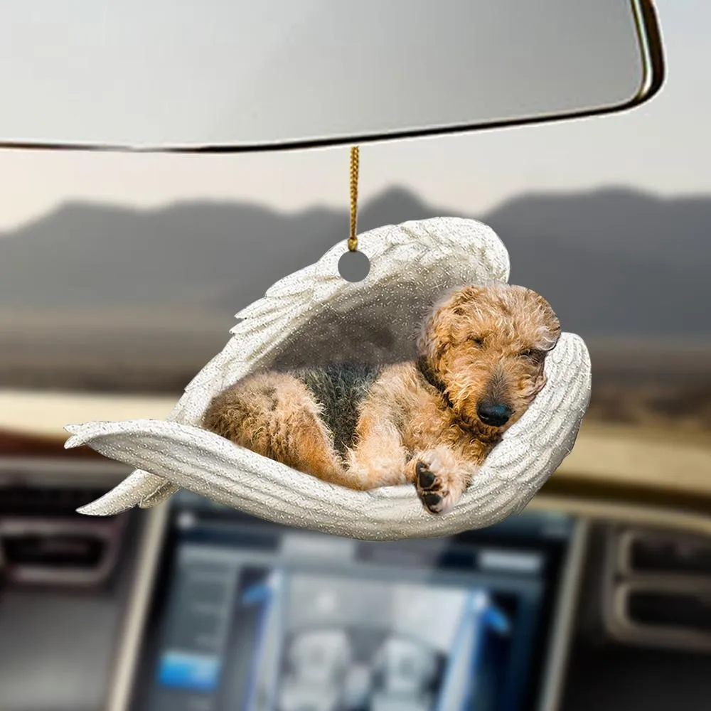 Sleeping dog angel acrylic car pendant ornament with glossy finish, 10cm length