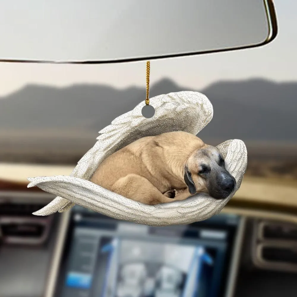 Sleeping dog angel acrylic car pendant ornament with glossy finish, 10cm length