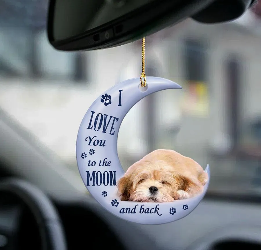 Sleeping dog angel acrylic car pendant ornament with glossy finish, 10cm length