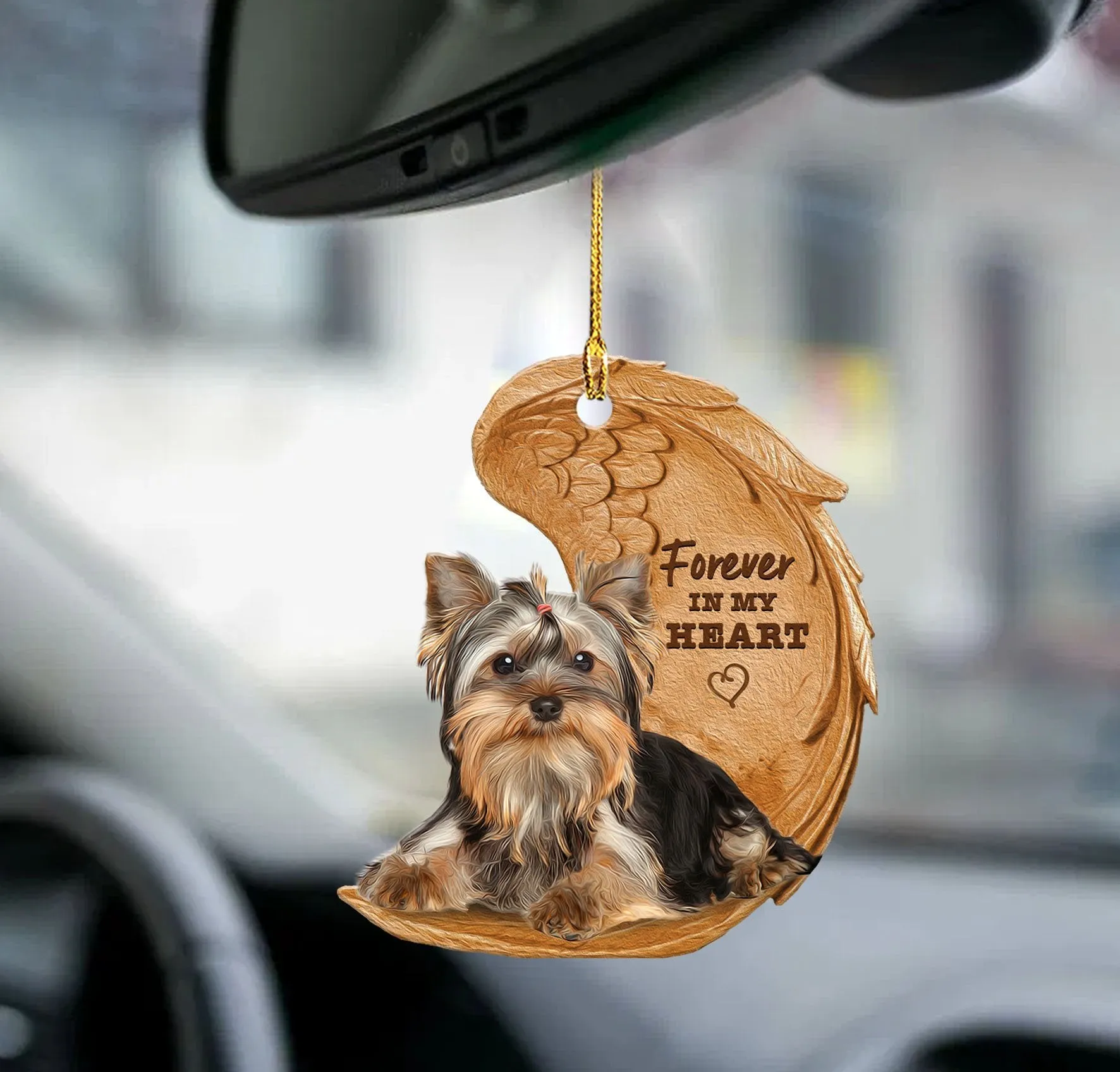 Sleeping dog angel acrylic car pendant ornament with glossy finish, 10cm length