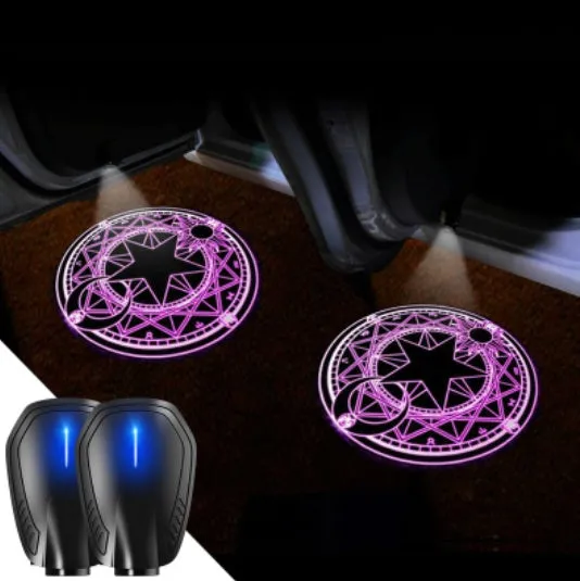 Rechargeable wireless plastic car door welcome light with HD projection in Blue Horse colour