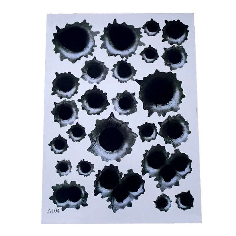 Car scratch simulation bullet hole crack vinyl sticker 21x30cm with four hole pattern styles on a car bumper