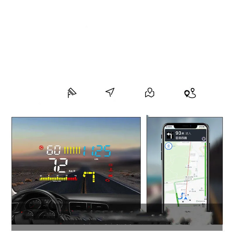 Black OBD HUD head-up display with 3.5 inch LED screen for GM vehicles