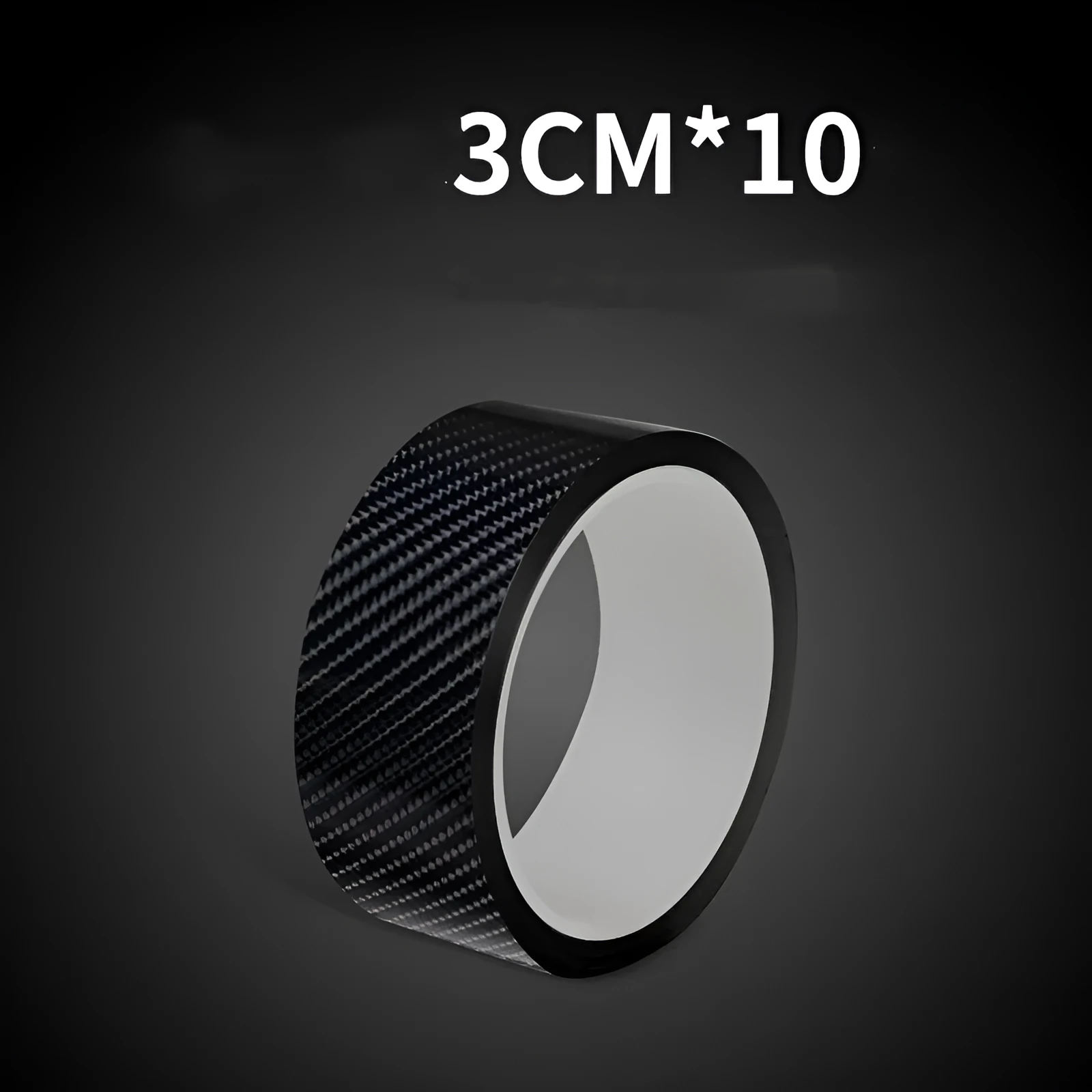 Set of car door anti-collision strips in carbon fiber black pattern on a gray surface, showing 30mm 50mm 70mm widths