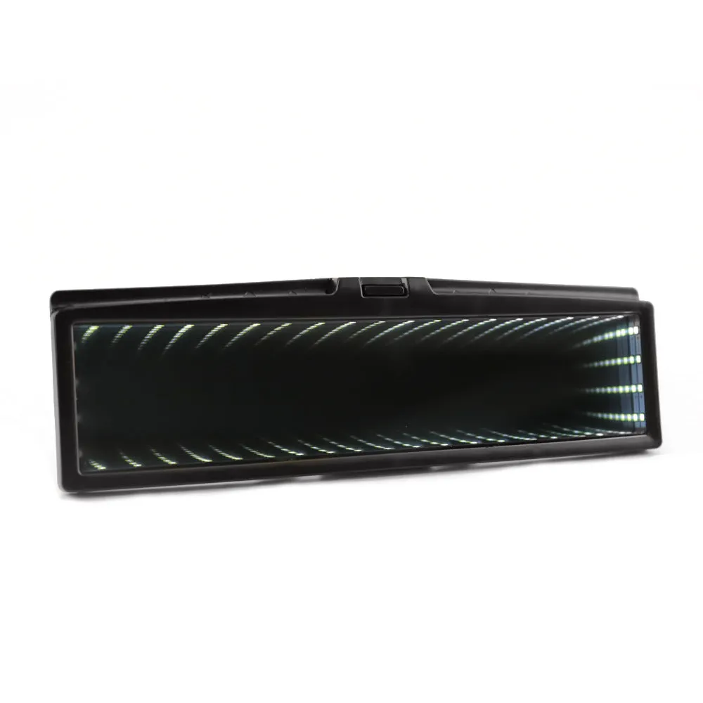 Car rearview mirror replacement with 280mm flat mirror, anti-glare coating, and night lighting in blue, white, red, green or pink colours