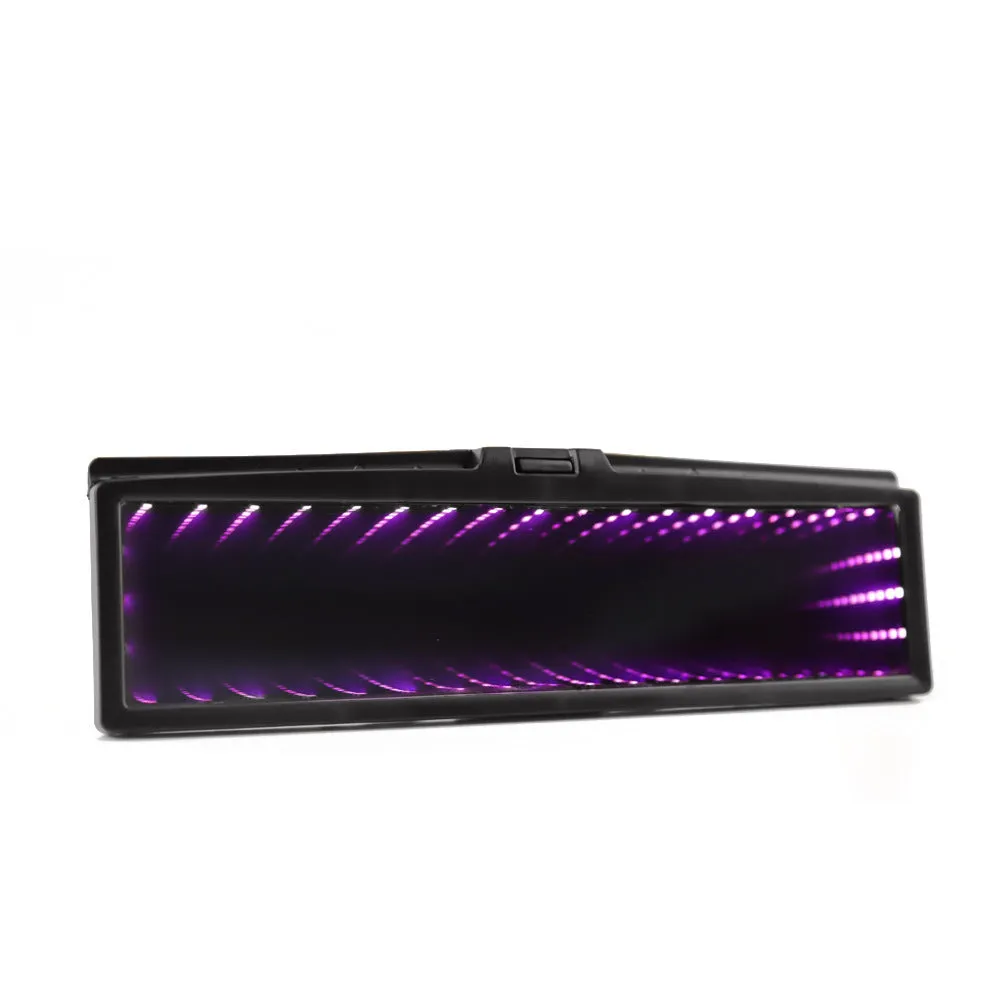 Car rearview mirror replacement with 280mm flat mirror, anti-glare coating, and night lighting in blue, white, red, green or pink colours