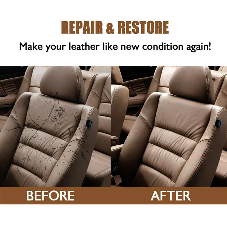 Leather repair cream for PVC leather in black and white tub with applicator