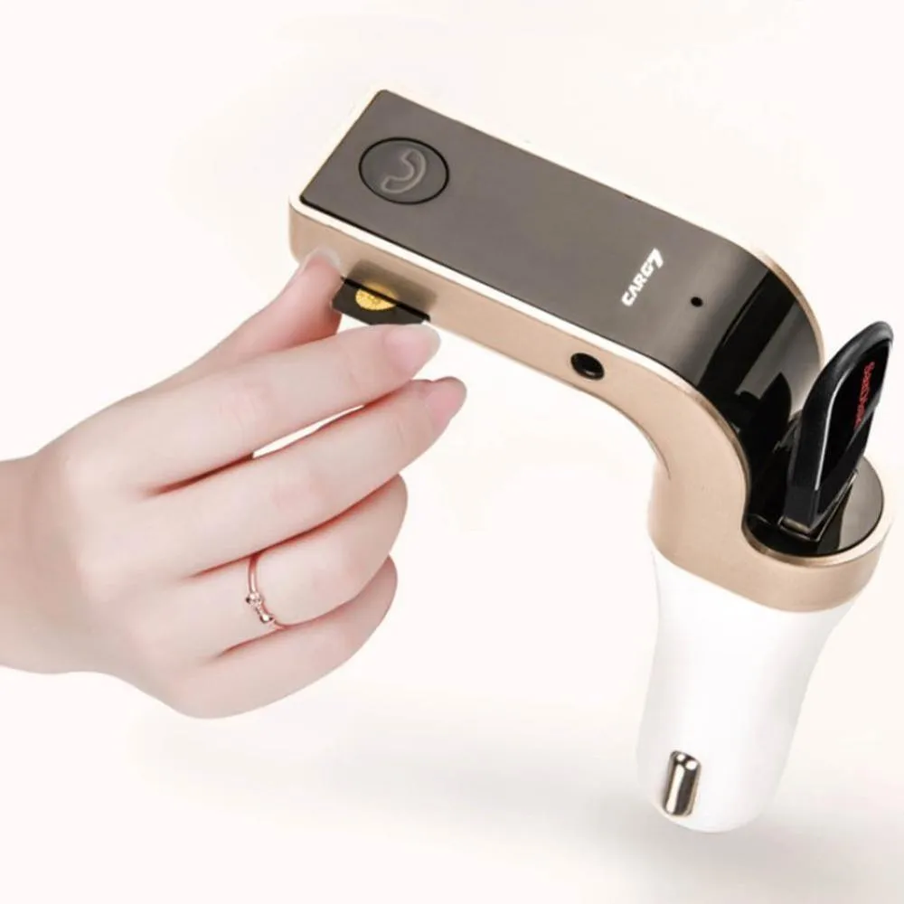 Vehicle Bluetooth receiver FM transmitter car kit in black with USB output and LCD display