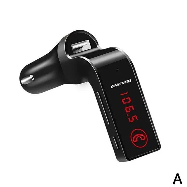 Vehicle Bluetooth receiver FM transmitter car kit in black with USB output and LCD display